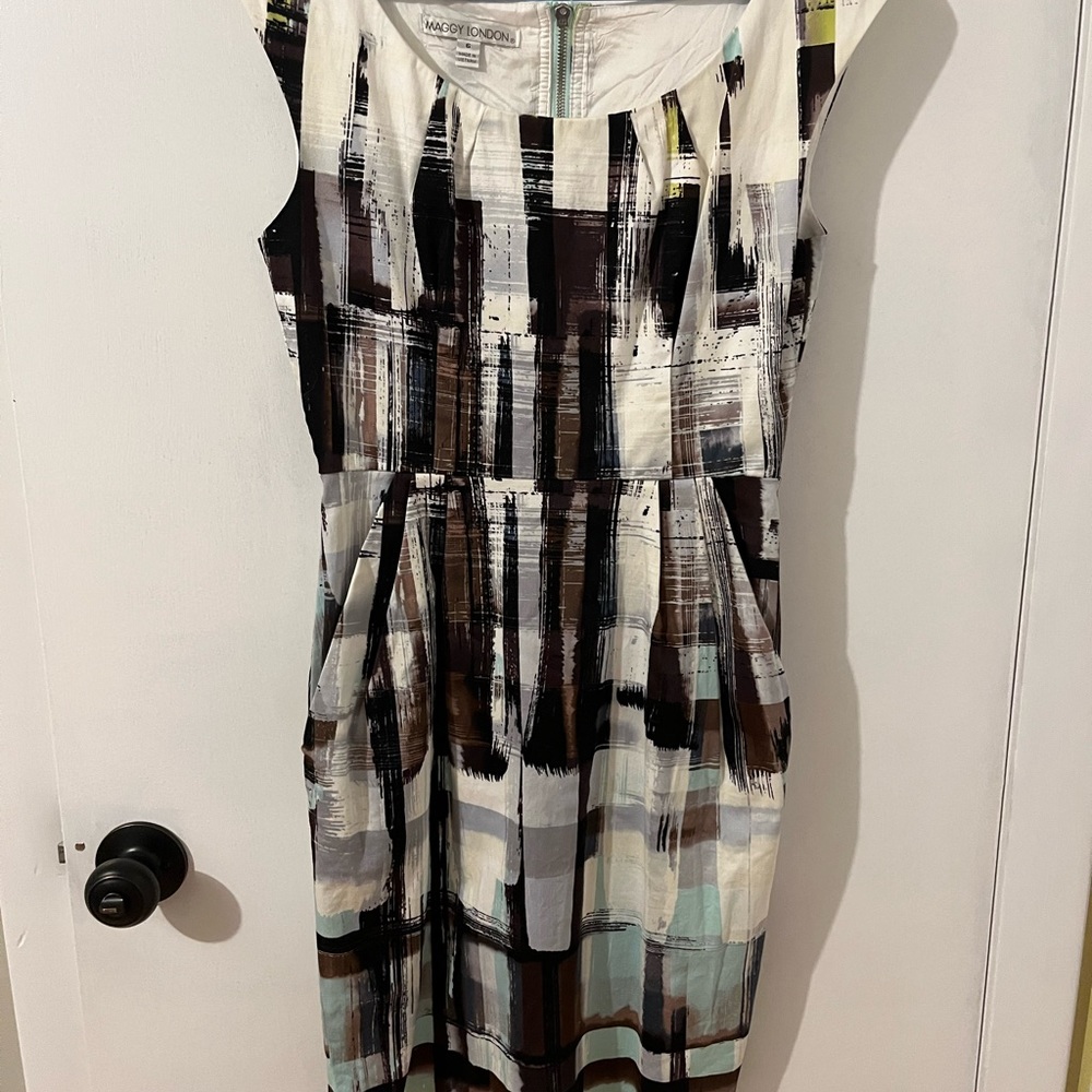 maggy london geomtric sheath dress size 6